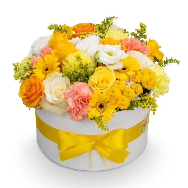 Box of yellow flowers